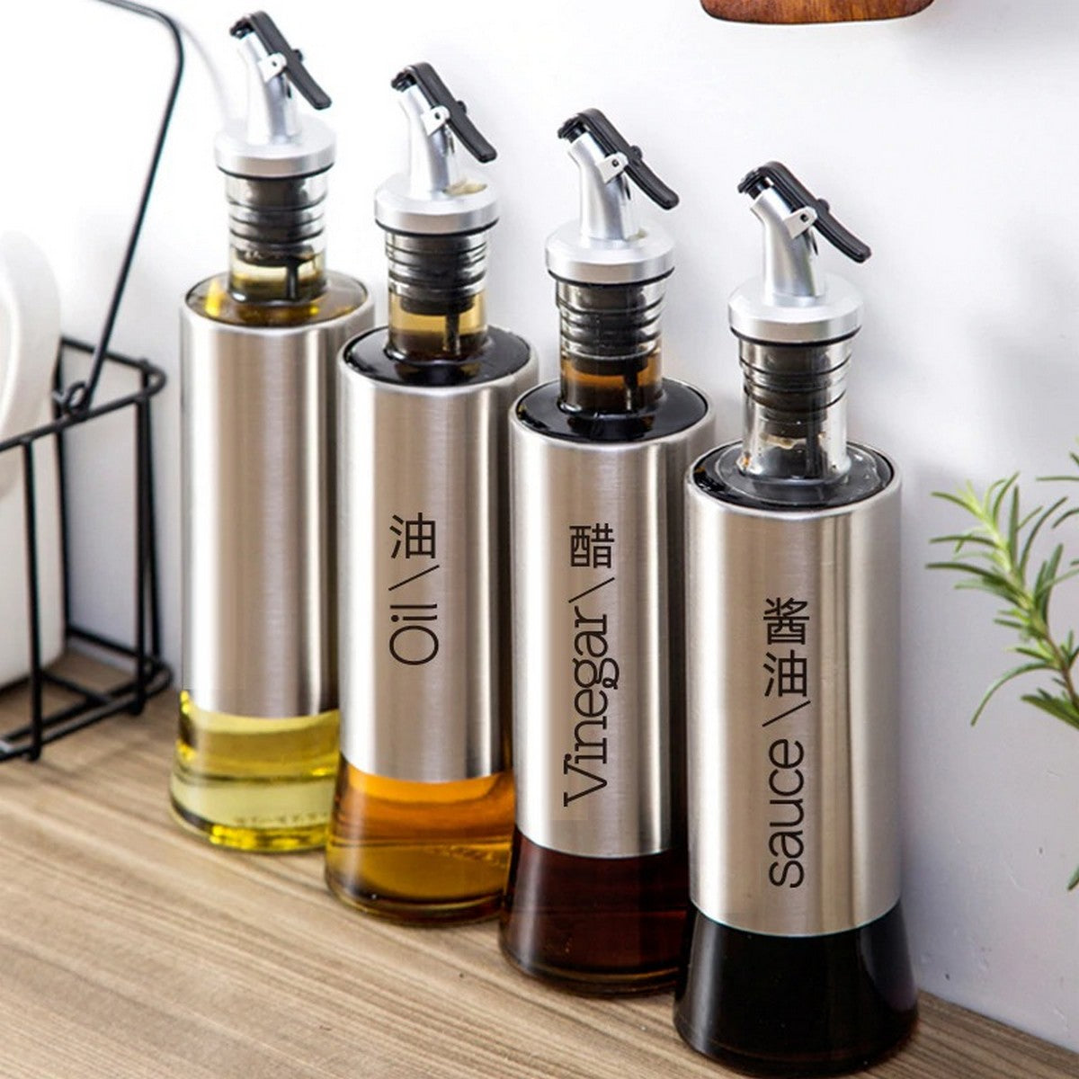 Kitchen Cooking Oil Vinegar Bottle with Dropper Best For Olive oil Usage Glass and Stainless Steel – 300 ml Kitchen Cooking Oil Vinegar Bottle with Dropper Best For Olive oil Usage Glass and Stainless Steel – 300 ml