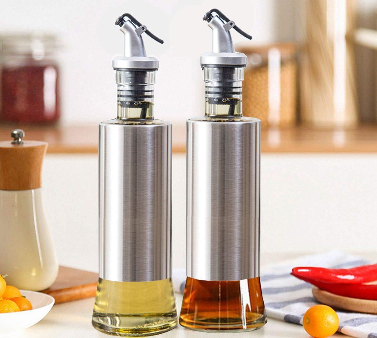 Kitchen Cooking Oil Vinegar Bottle with Dropper Best For Olive oil Usage Glass and Stainless Steel – 300 ml Kitchen Cooking Oil Vinegar Bottle with Dropper Best For Olive oil Usage Glass and Stainless Steel – 300 ml