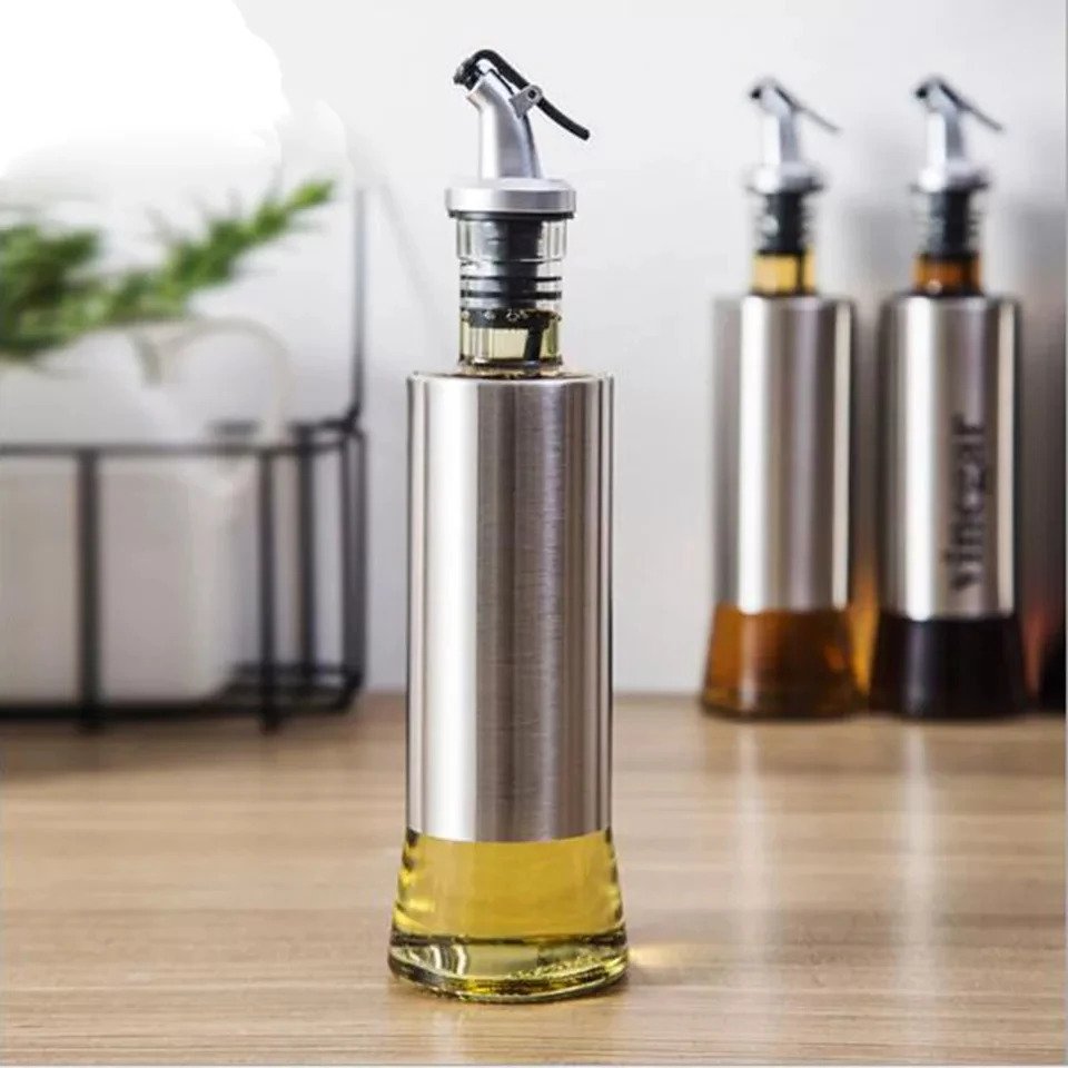 Kitchen Cooking Oil Vinegar Bottle with Dropper Best For Olive oil Usage Glass and Stainless Steel – 300 ml Kitchen Cooking Oil Vinegar Bottle with Dropper Best For Olive oil Usage Glass and Stainless Steel – 300 ml