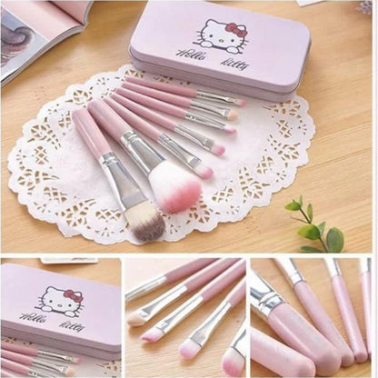 (Pack of 2) Hello Kitty Complete Makeup Mini Brush Kit with A Storage Box – Set of 7 Pieces
